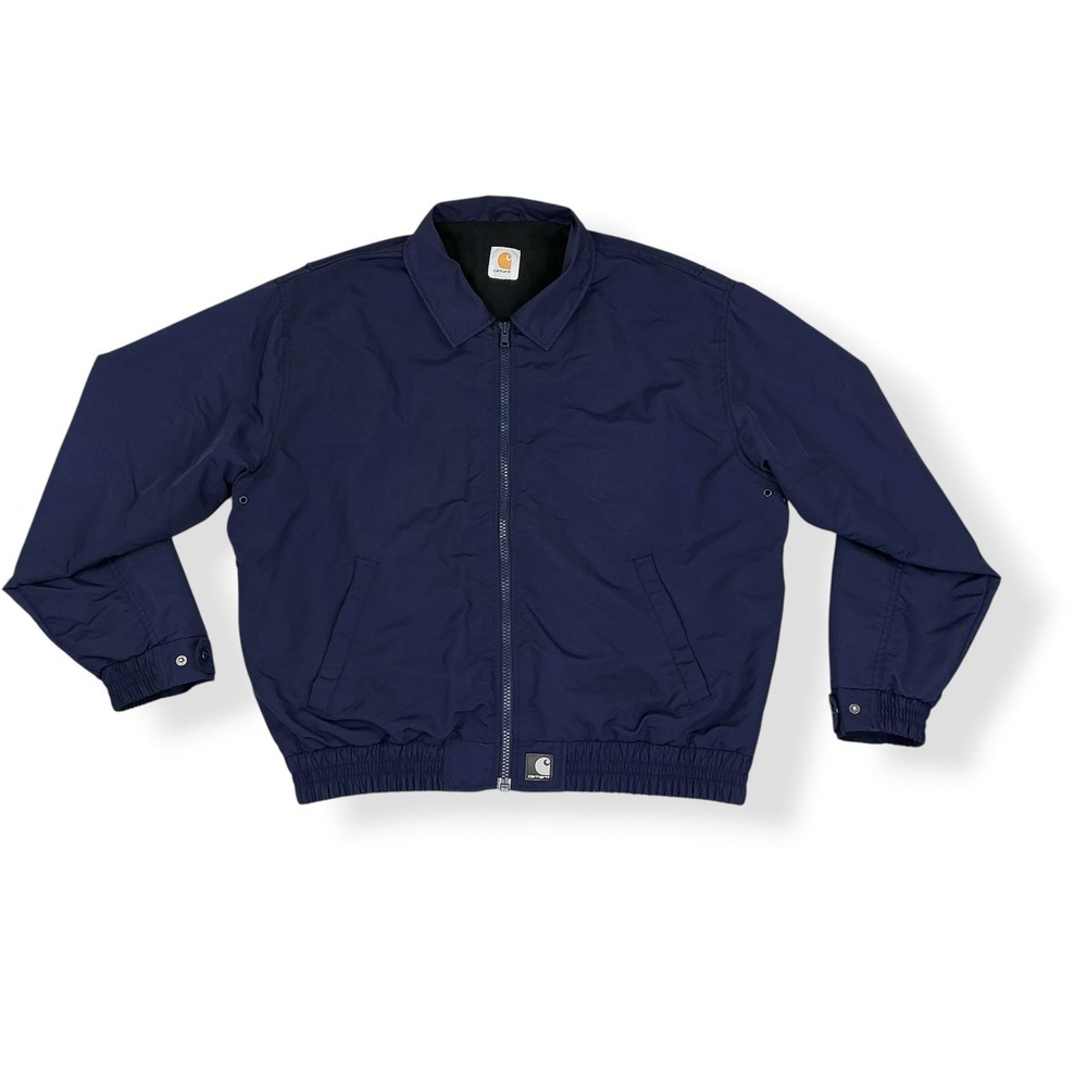 Carhartt Jacket Men XL Blue Full Zip Nylon Bomber Flight 90s Collar VTG